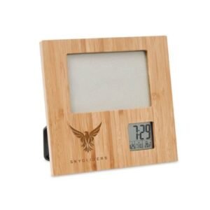 BAMBOO PHOTO FRAME WITH DIGITAL CLOCK & WEATHER STATION - Image 2