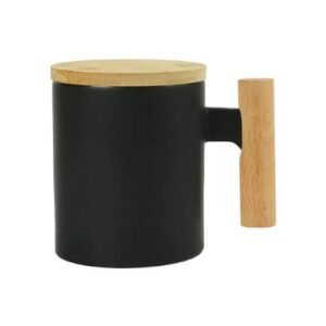 Ceramic Coffee Mugs with Bamboo Handle and Lid - Image 4