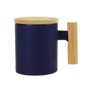 Ceramic Coffee Mugs with Bamboo Handle and Lid - Image 3