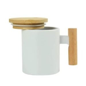 Ceramic Coffee Mugs with Bamboo Handle and Lid - Image 5