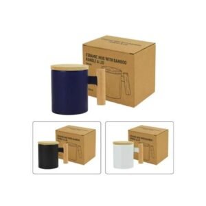 Ceramic Coffee Mugs with Bamboo Handle and Lid - Image 6