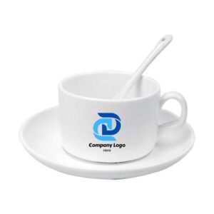 CERAMIC SAUCER TEACUPS WITH SPOON - Image 2