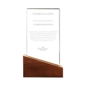 Crystal Awards with Wood Base in Black Hardboard Box - Image 2