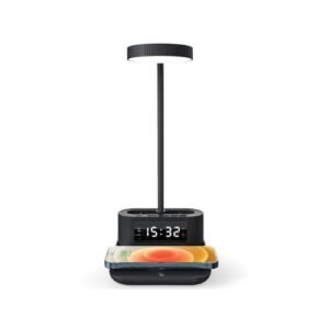 Desk Lamp with 15W Wireless Charger, Clock and Pen Holder - Image 4