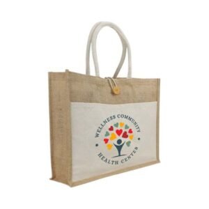 Jute Bags with Cotton Pocket and Handle - Image 2