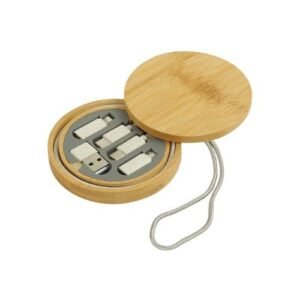 Multi-Charging Cable Set - Round Bamboo Case - Image 3