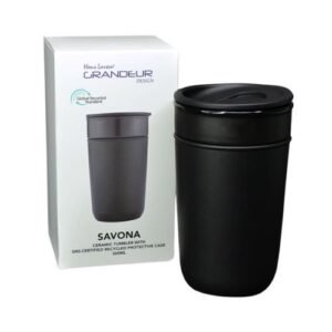 Premium Ceramic Tumbler With Recycled Protective Sleeve - Black - Image 4