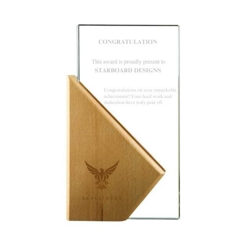 Rectangle Wooden Crystal Awards in Hardboard Box - Image 2