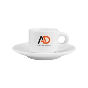 SUBLIMATION WHITE CERAMIC CUP & SAUCER 77ML - Image 2