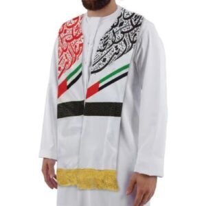 UAE Flag Scarf with Gold Tassel (Polyester) - Image 3