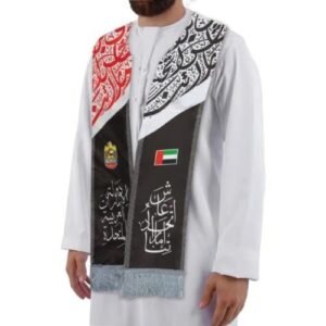 UAE Flag Scarf with Silver Tassel (Heavy Satin) - Image 3