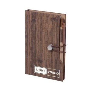 Wood Design Notebook with Sticky Note and Pen - Image 2
