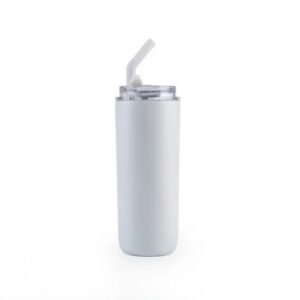 Double Wall Stainless Steel Tumbler with Transparent Lid & Metal Straw 500ml | Corporate Gifts Supplier Oman