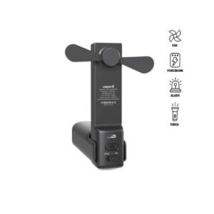 4-in-1 Fan Power Bank Safety Alarm Torch Black | Corporate Gifts Oman