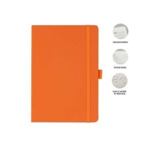 A5 PU Notebook with Pen Loop Orange | Corporate Gifts Oman